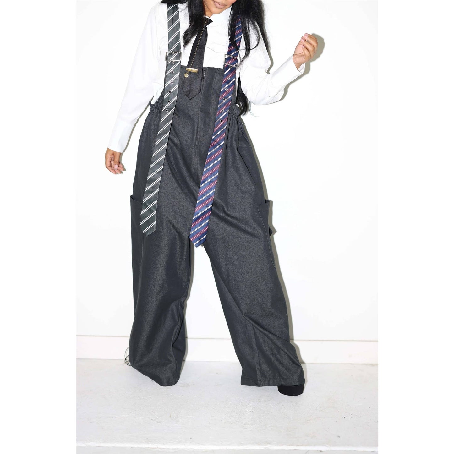 Stripe Tie Strap Detail Wide Leg Jumpsuit