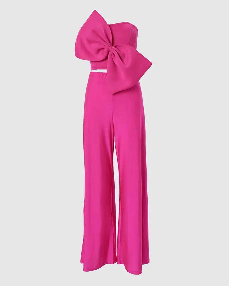 Bowknot Decor Wide Leg Set