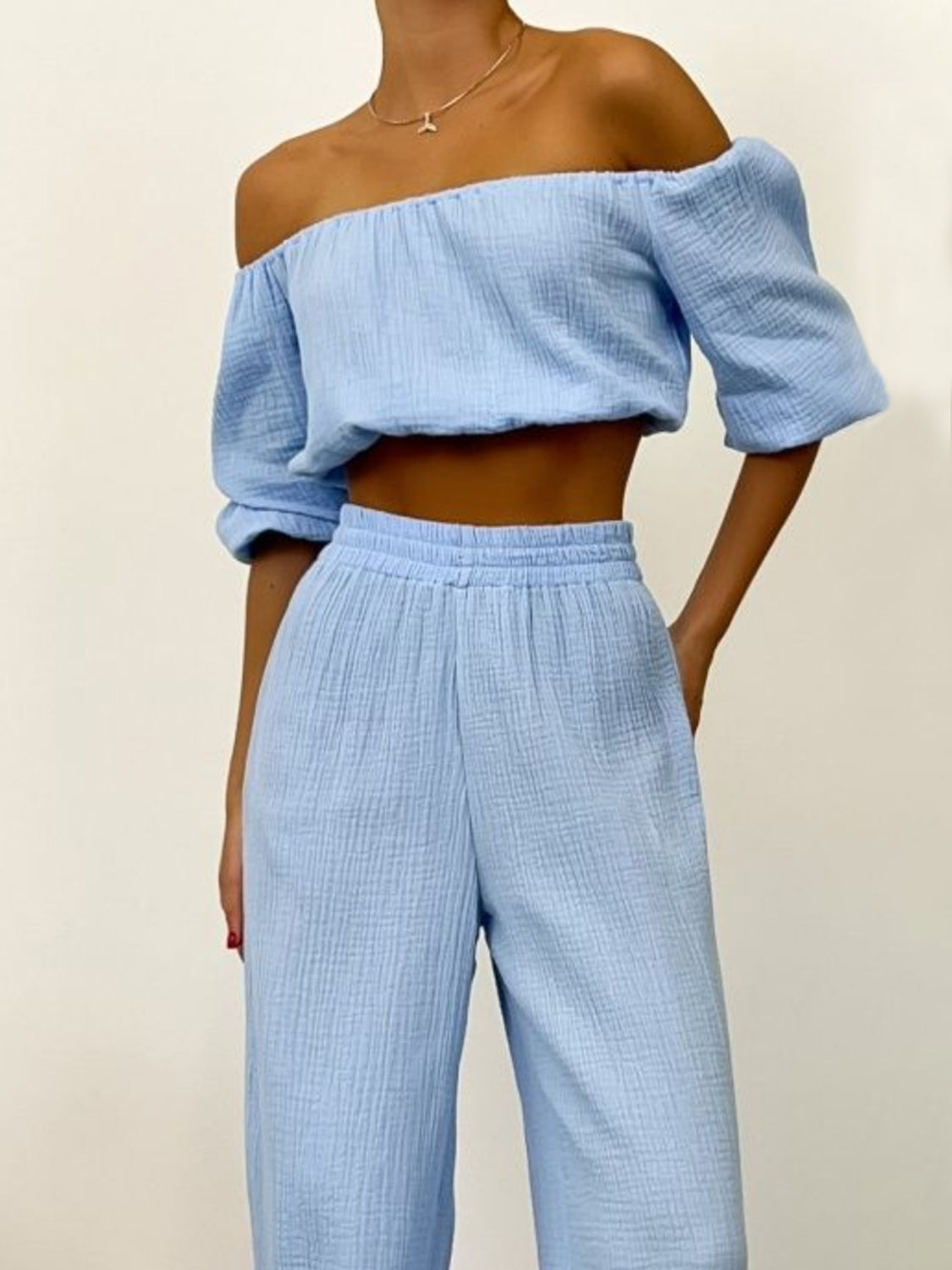 Off Shoulder Long Sleeve Set