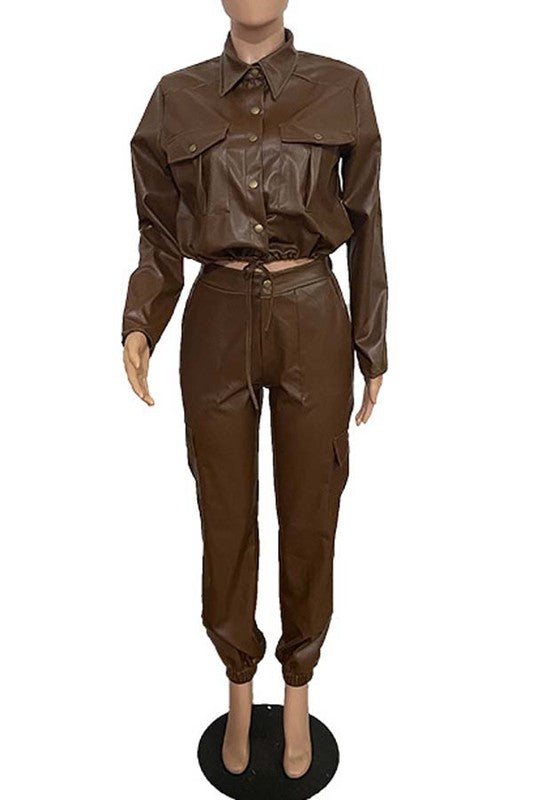 SEXY LEATHER 2PC SET