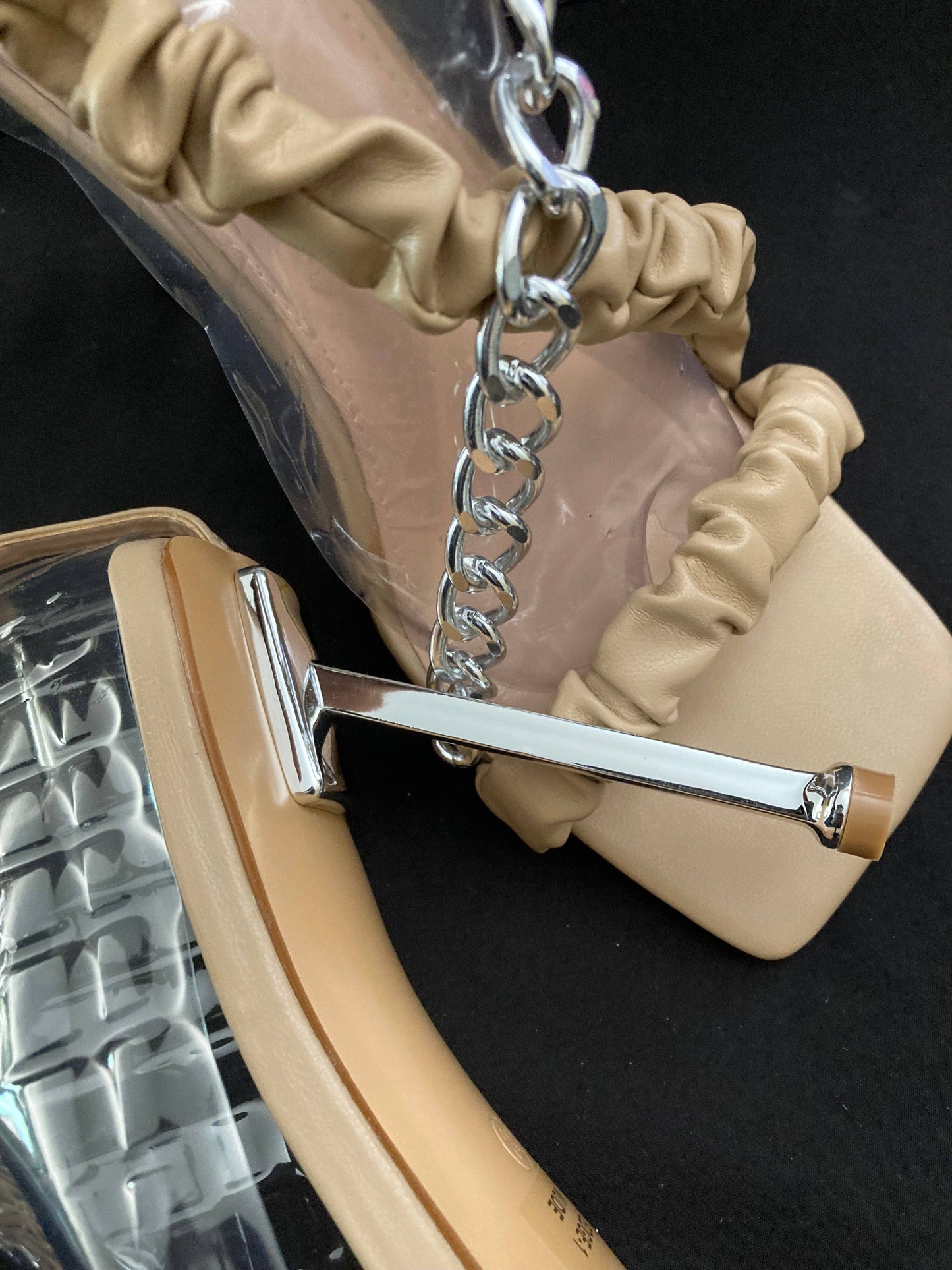 NUDE CHAIN HEELS