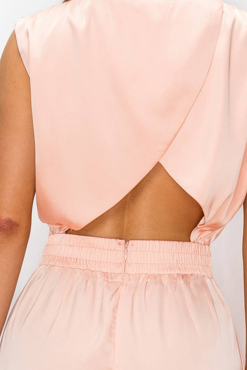 Sleeveless Blouson Top Wide Leg Jumpsuit
