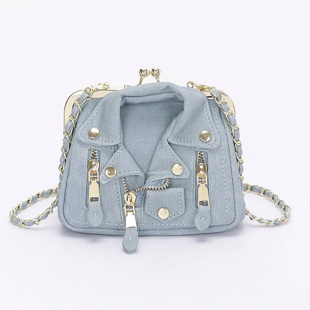 Faux Denim Leather jacket Style Crossbody Bag