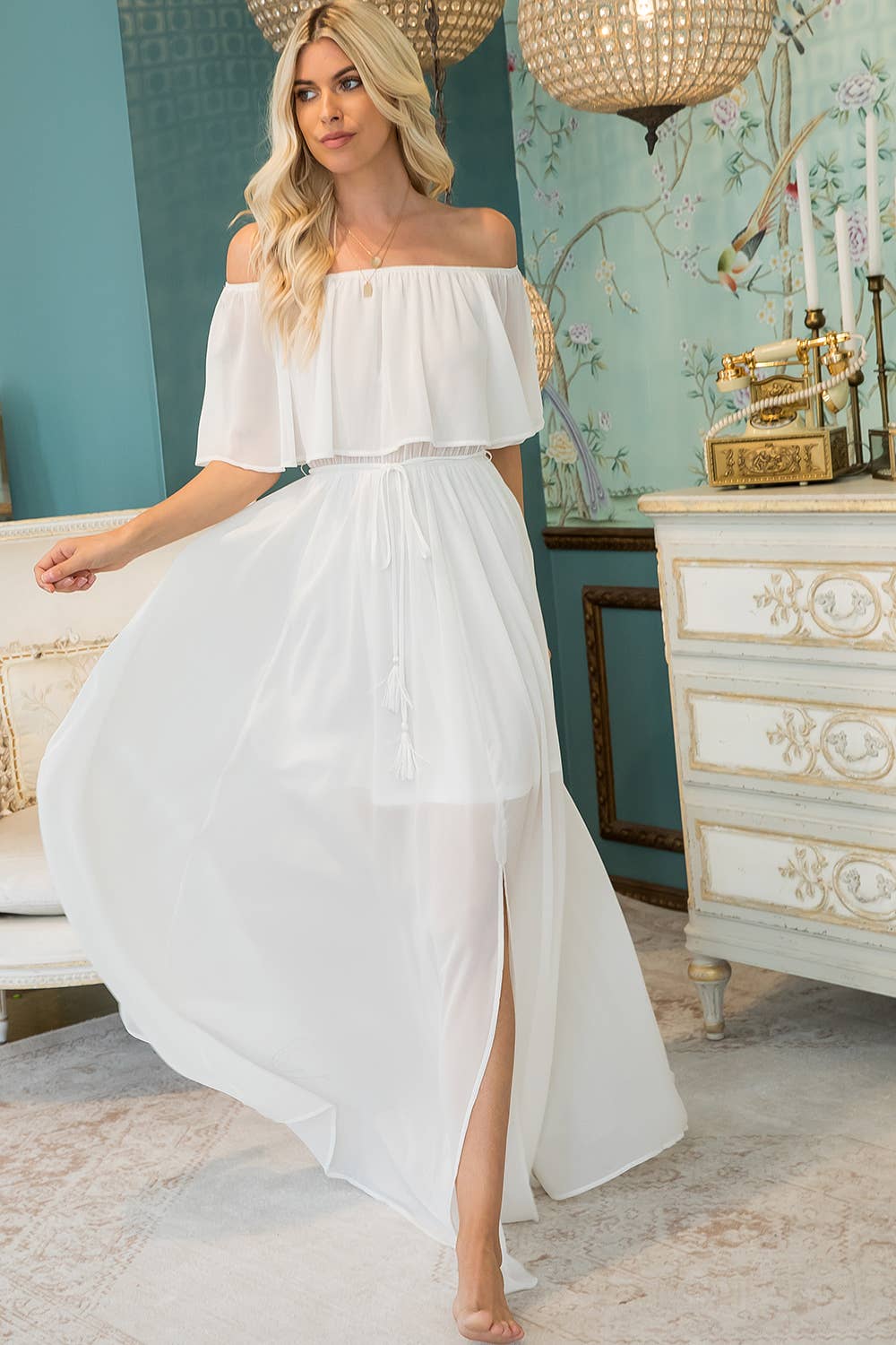 OFF-SHOULDER MAXI DRESS