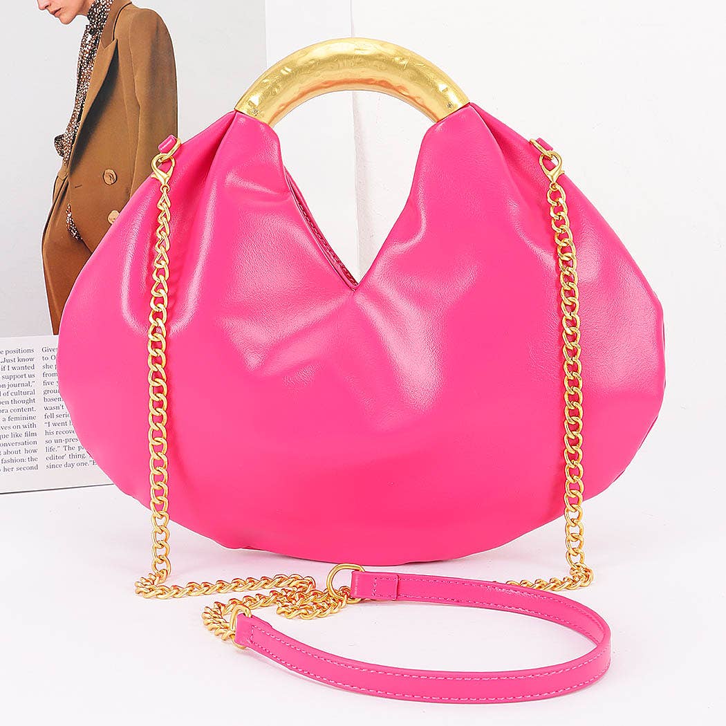 Vegan Leather Metal Handle Bag
