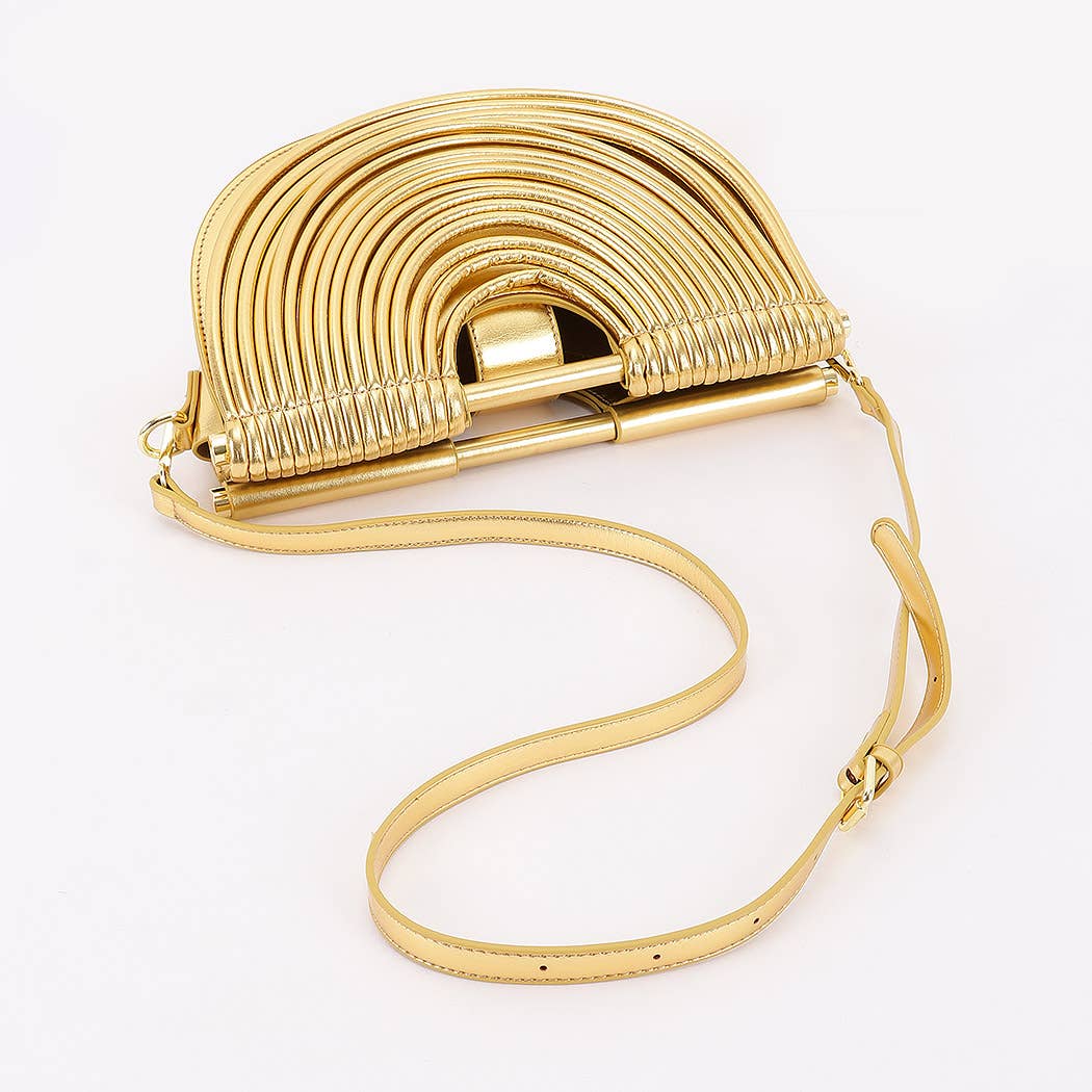 Metallic Faux Leather Noodle Bag