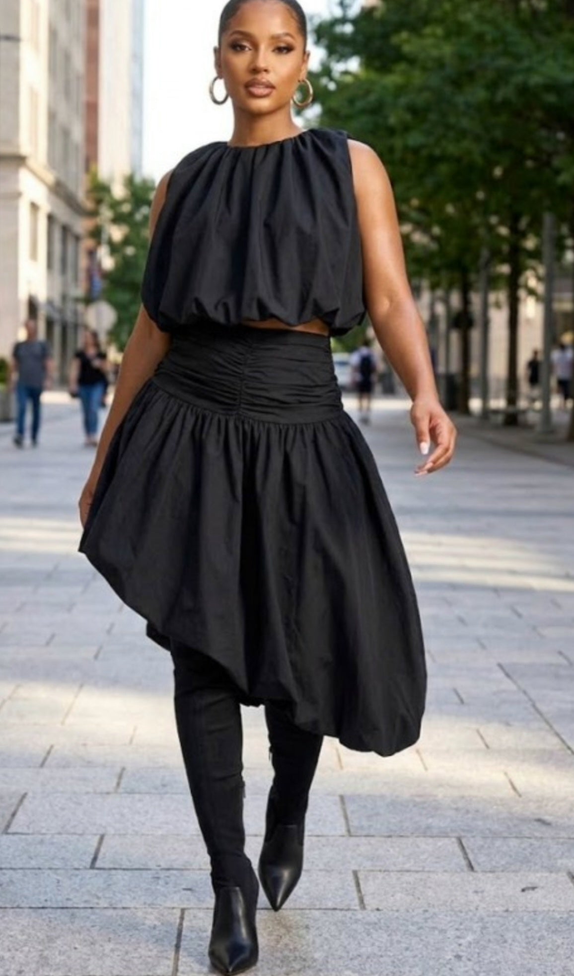 Bubble Top & High-Low Bubble Skirt Set