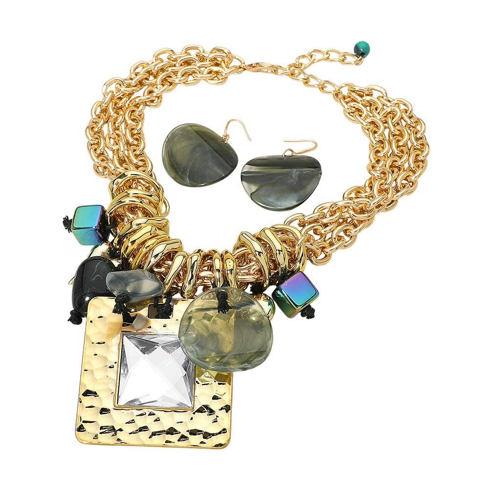 Bold Chunky Various Charm Beaded Statement Necklace