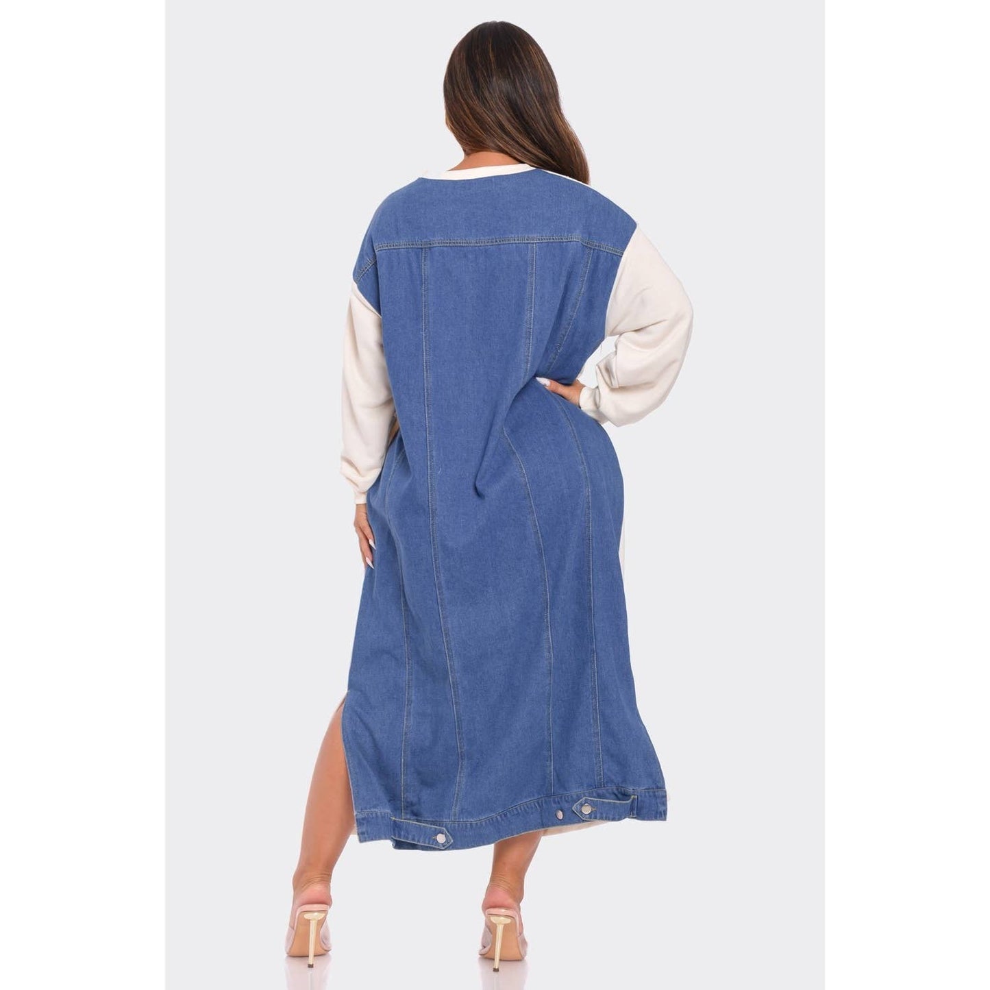 Sweatshirt Half Denim Half Maxi Dress
