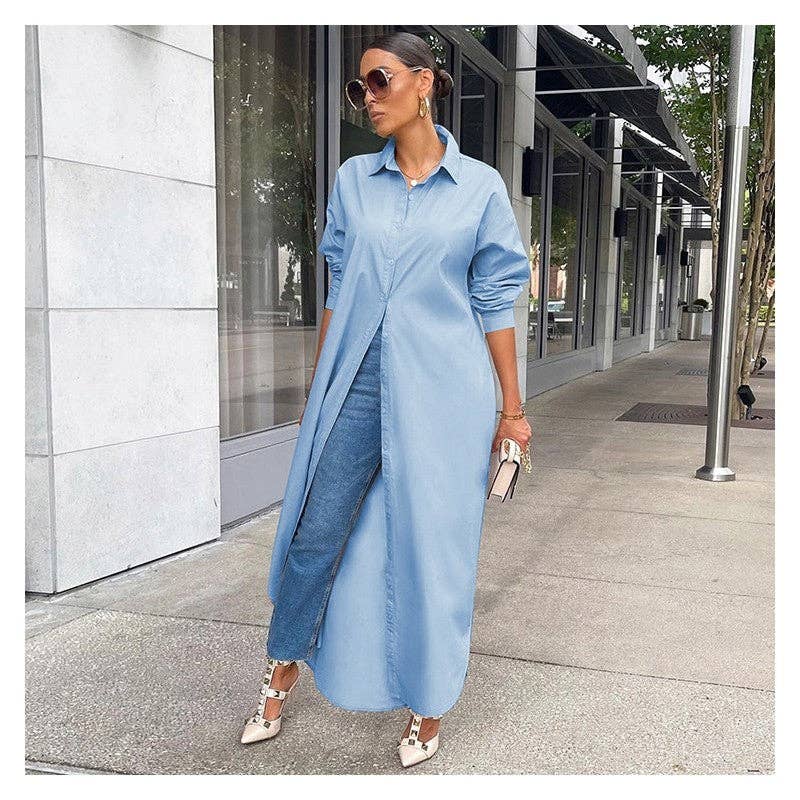 Casual Solid Color Long Coat