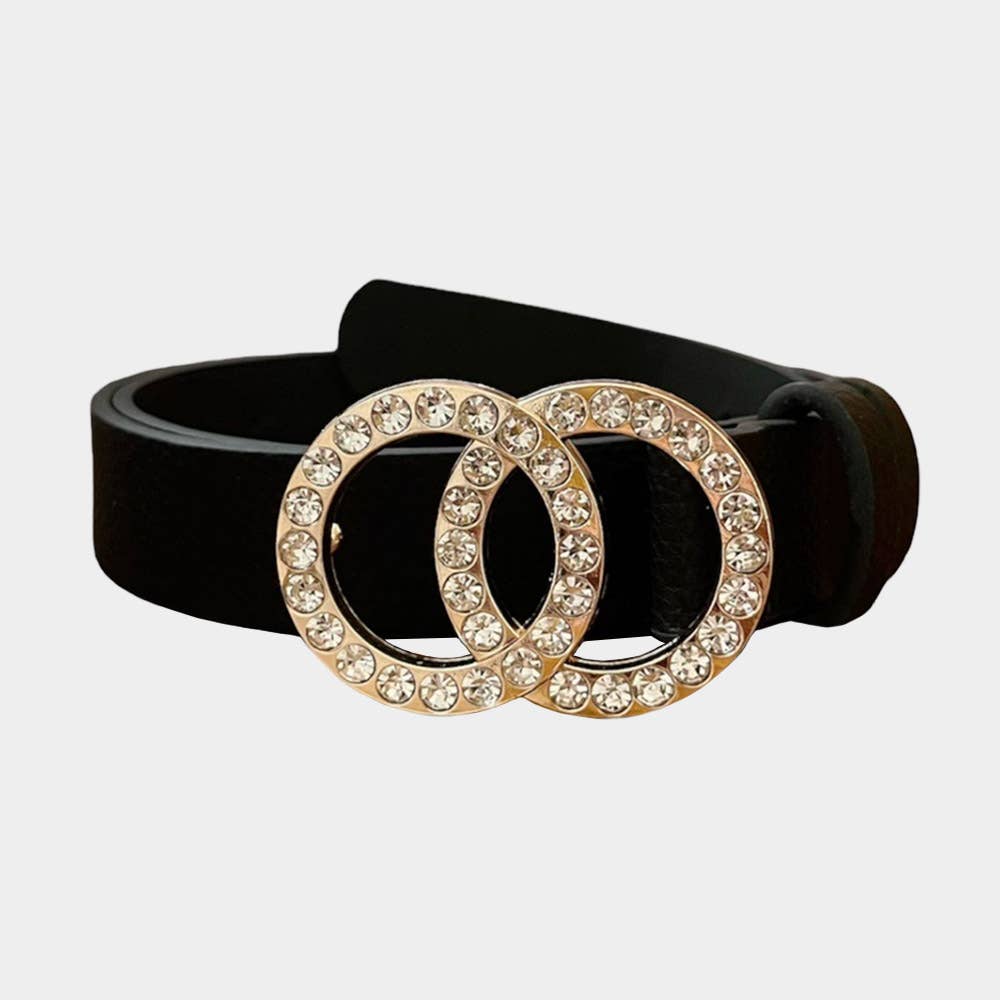 Stone Embellished Leather Belt