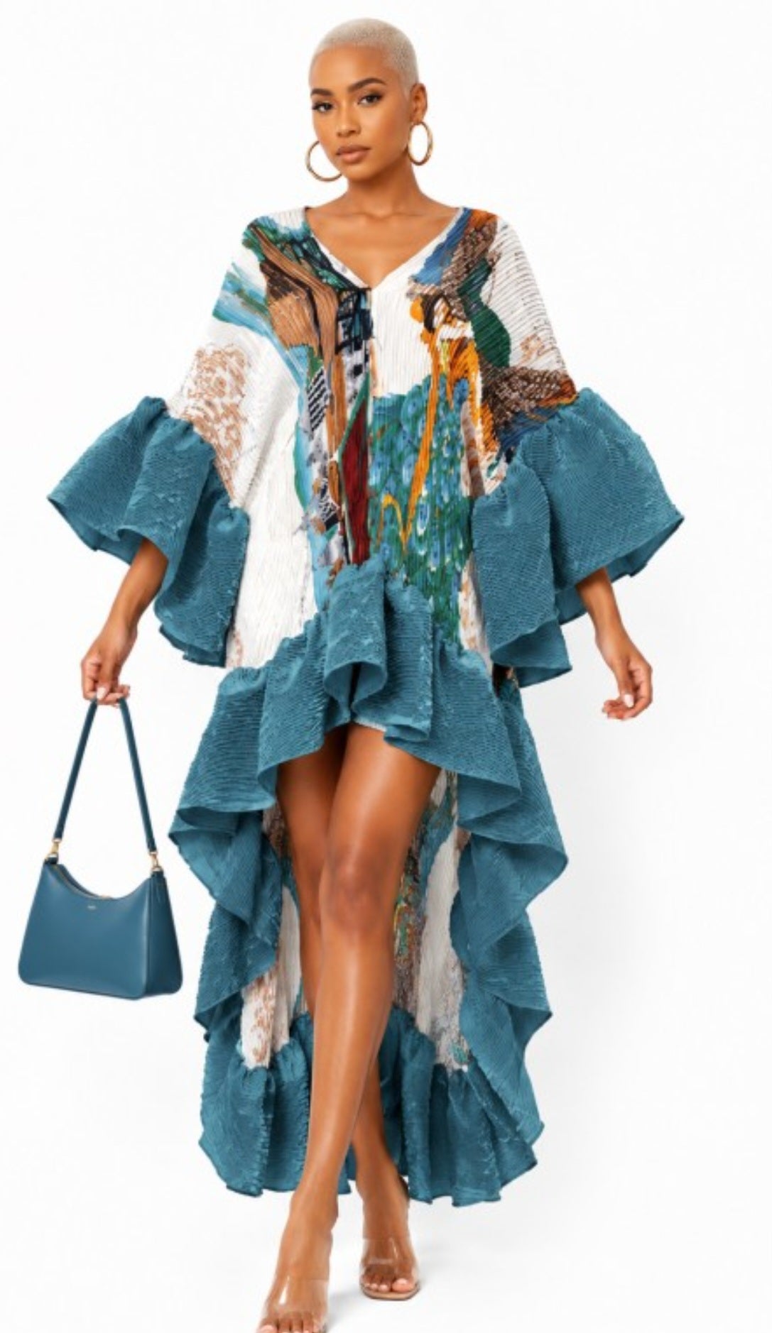 Ruffle High Low Tunic Dress