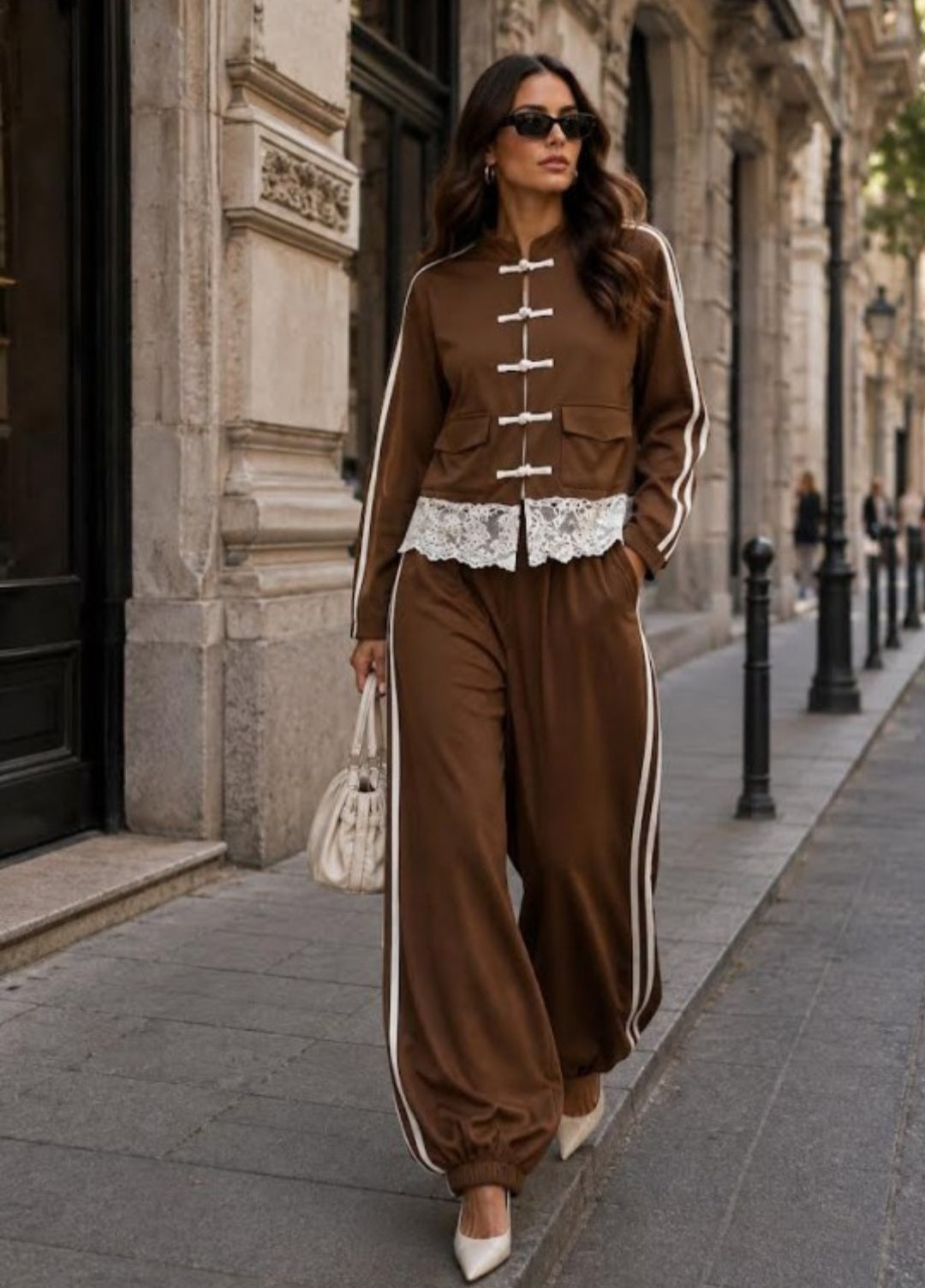 Brown 2pc striped
