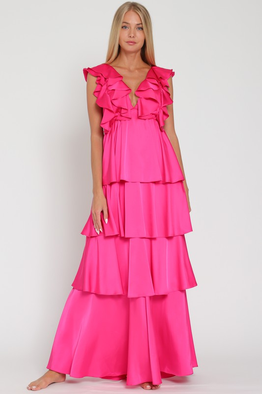 Pink Ruffle Maxi