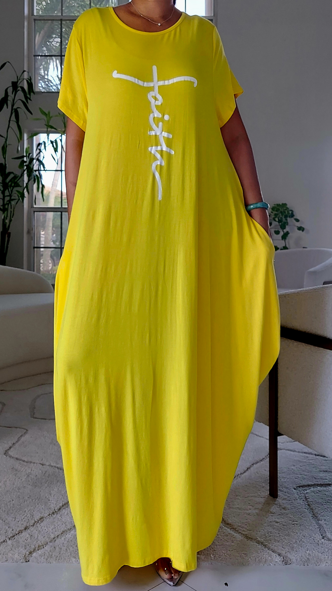 Long "Faith" Knitted Short Sleeve Dress