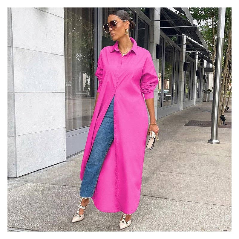 Casual Solid Color Long Coat