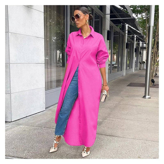 Casual Solid Color Long Coat