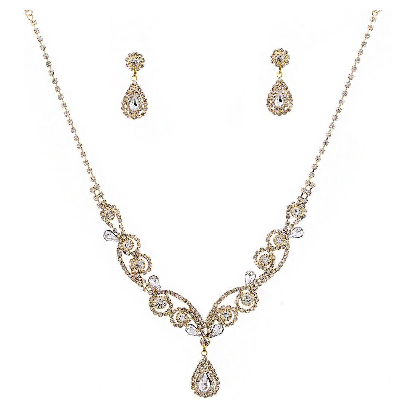 Classic Bridal Vine Theme Pear Necklace Set