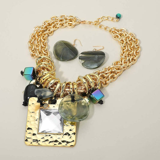 Bold Chunky Various Charm Beaded Statement Necklace