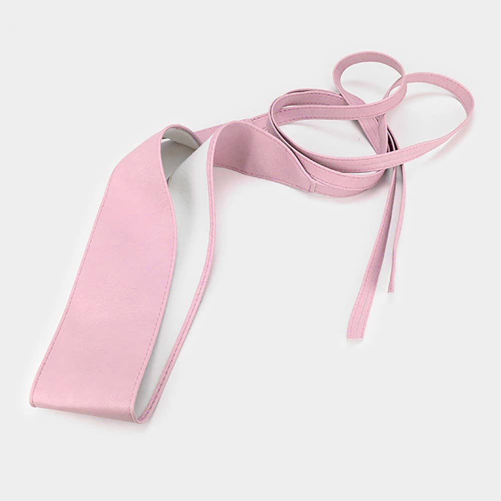 Wide Faux Leather Wrap Belt