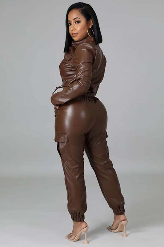 SEXY LEATHER 2PC SET