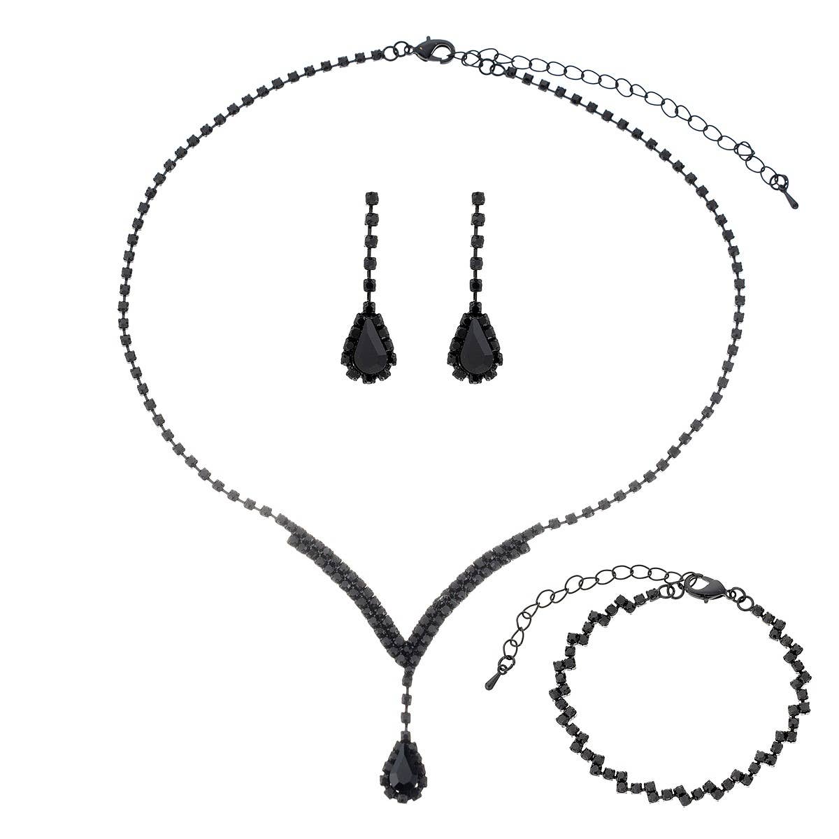 Y Shape Dangle Pear Shape 3 Jewelry Set