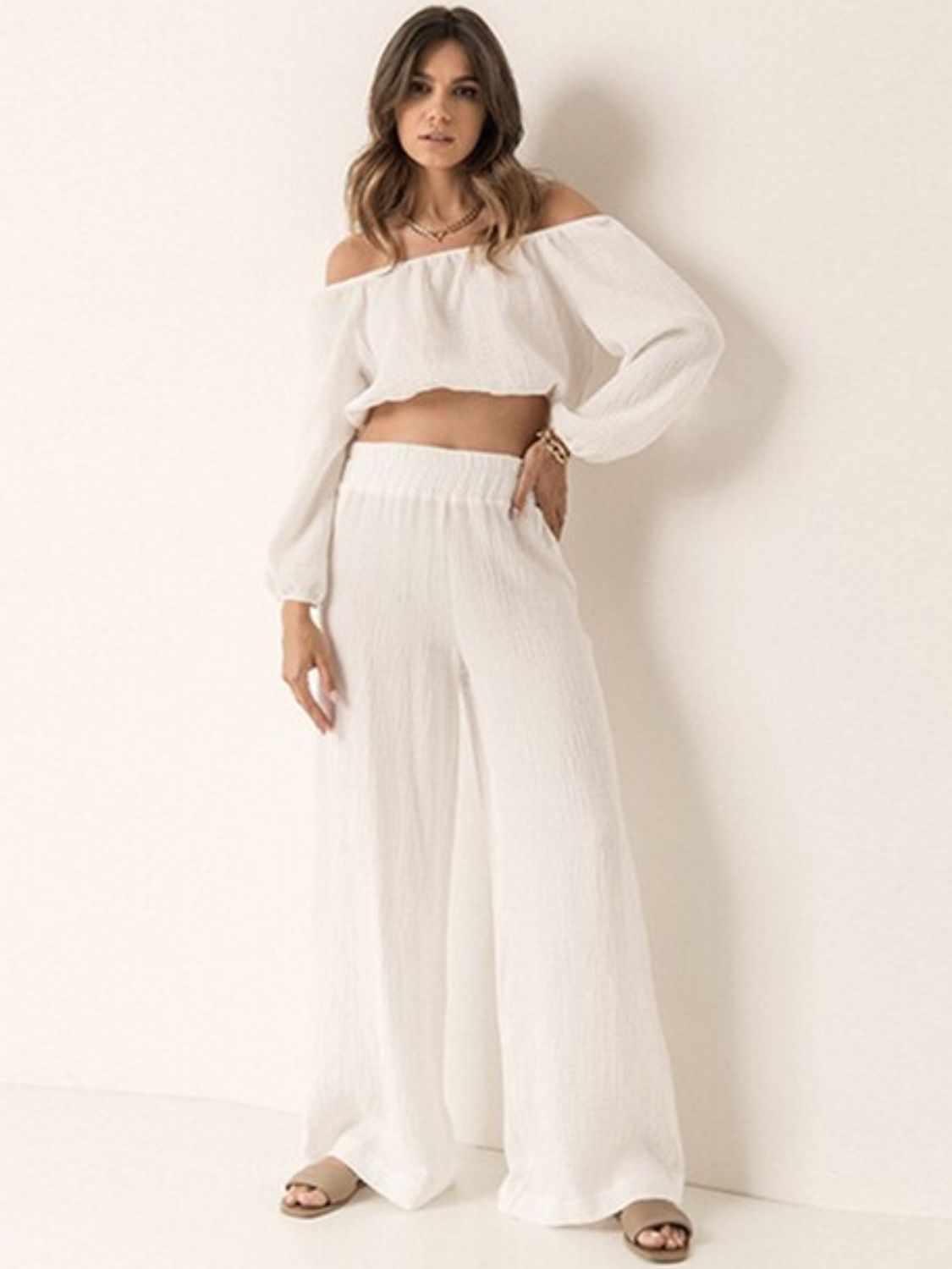 Off Shoulder Long Sleeve Set