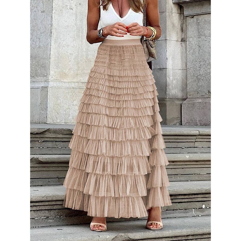 A-Line High Waisted Solid Color Tulle Skirts Bottoms