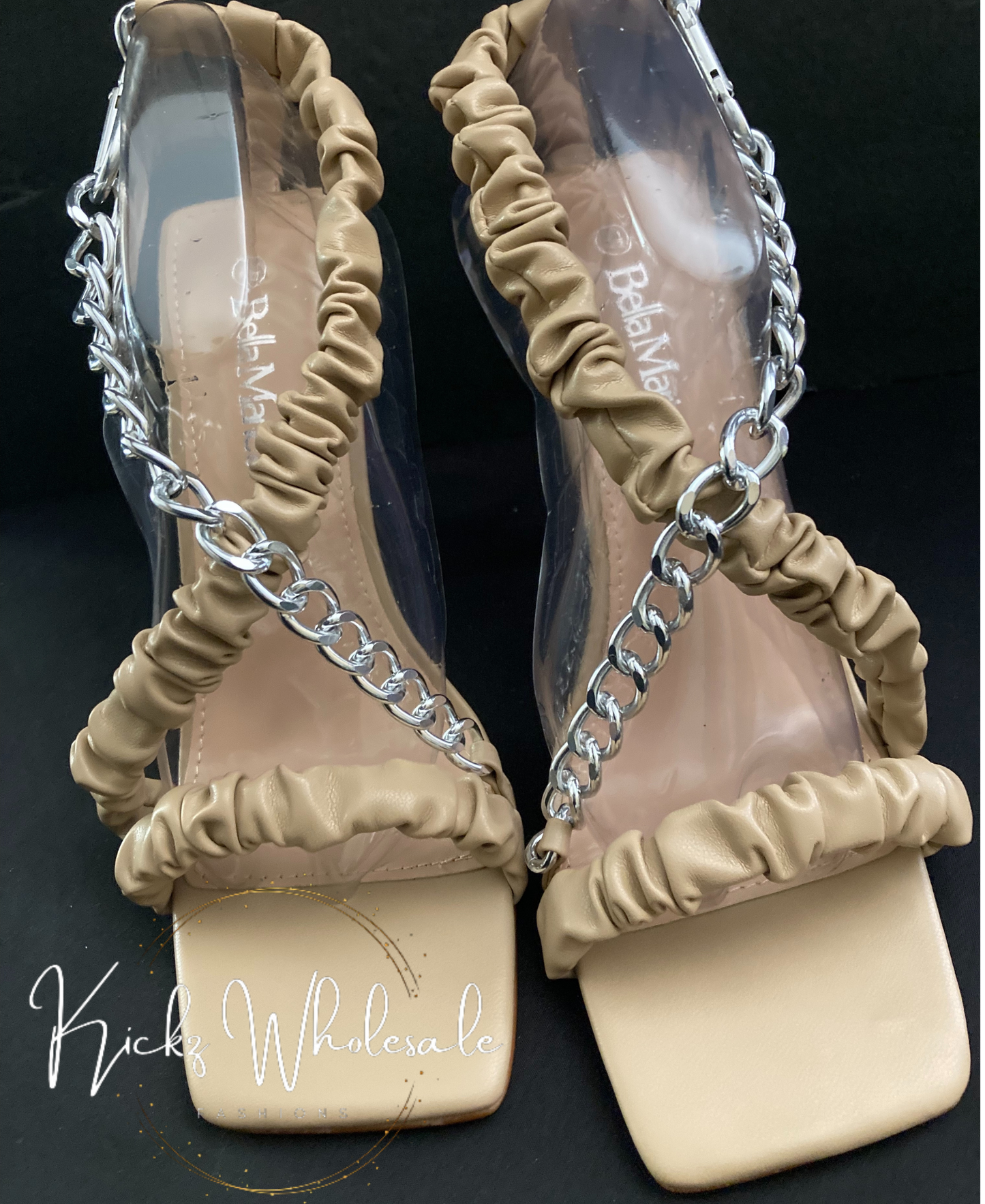 NUDE CHAIN HEELS