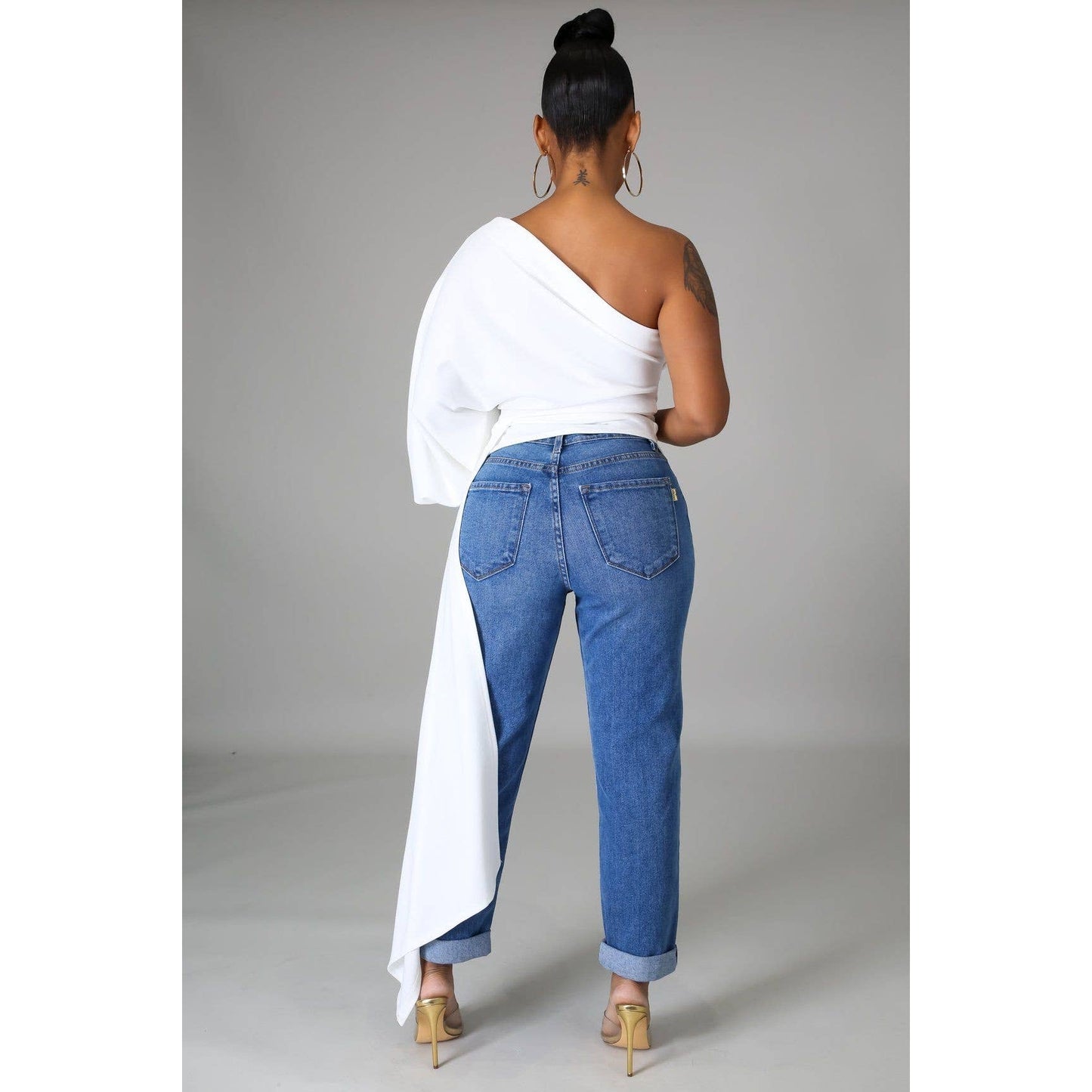 ONE SHOULDER WAIST STRAP TOP