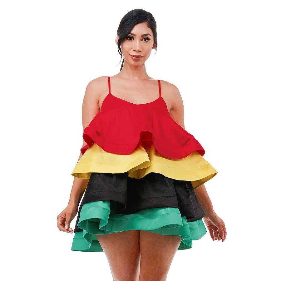 Spaghetti Straps Tiered Flare Mini Dress