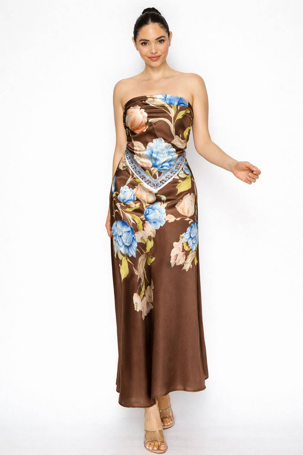 Strapless Satin Top & Maxi Skirt Set