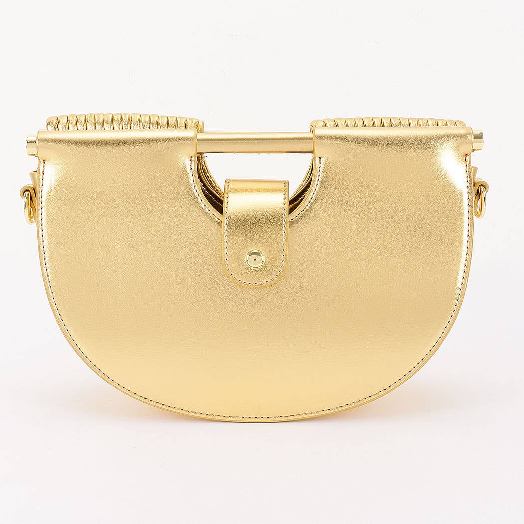 Metallic Faux Leather Noodle Bag