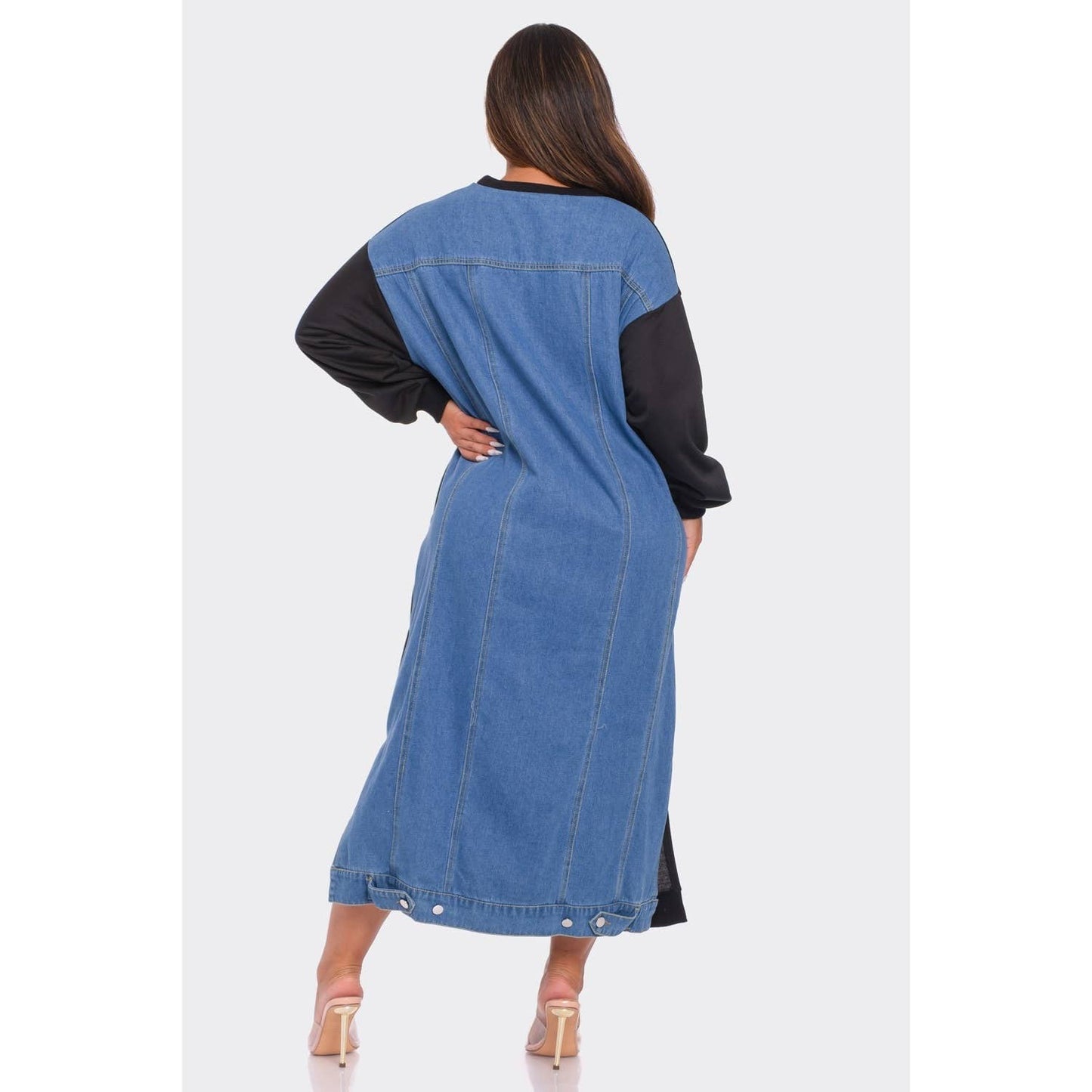 Sweatshirt Half Denim Half Maxi Dress