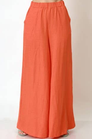 Sleeveless Draped Halter Top And Wide Leg Pants Set