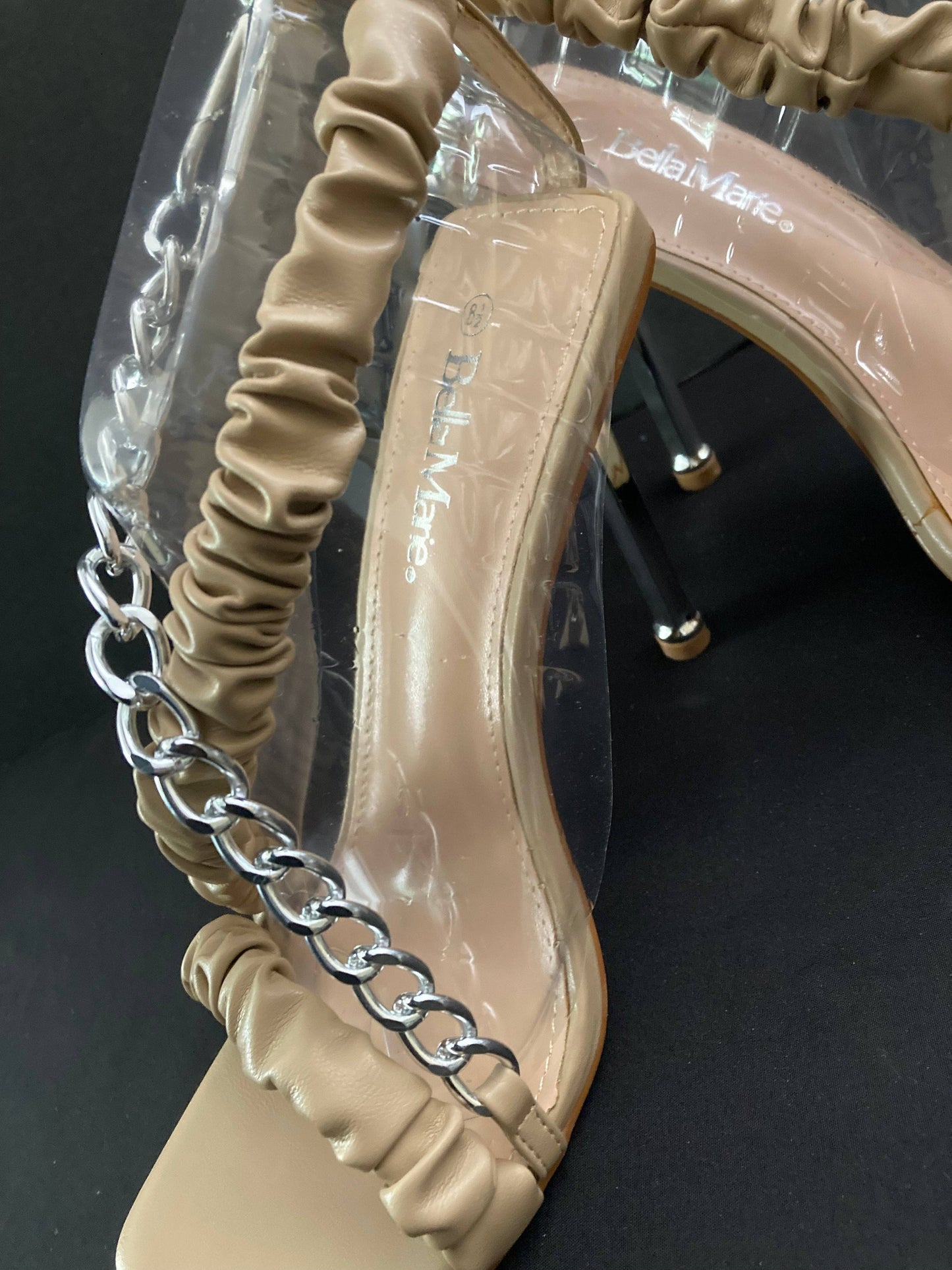 NUDE CHAIN HEELS
