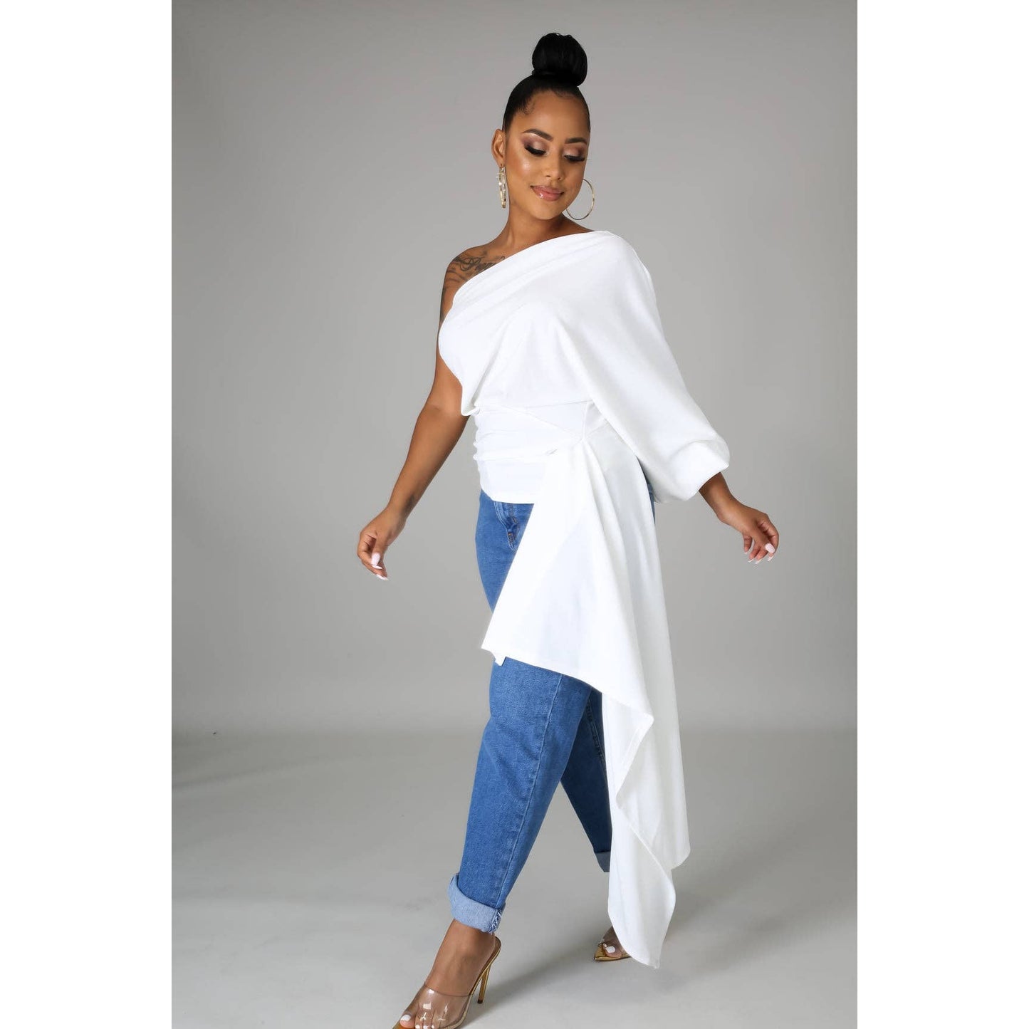 ONE SHOULDER WAIST STRAP TOP