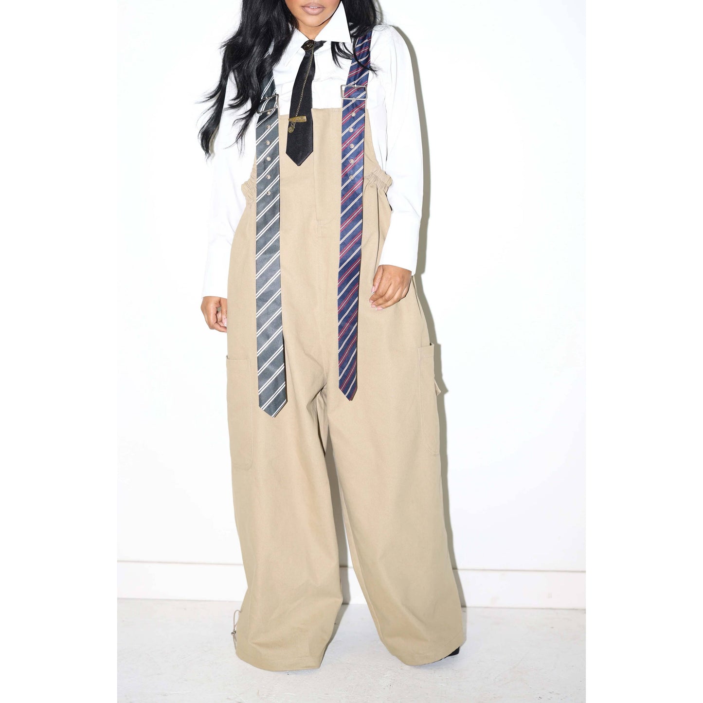 Stripe Tie Strap Detail Wide Leg Jumpsuit