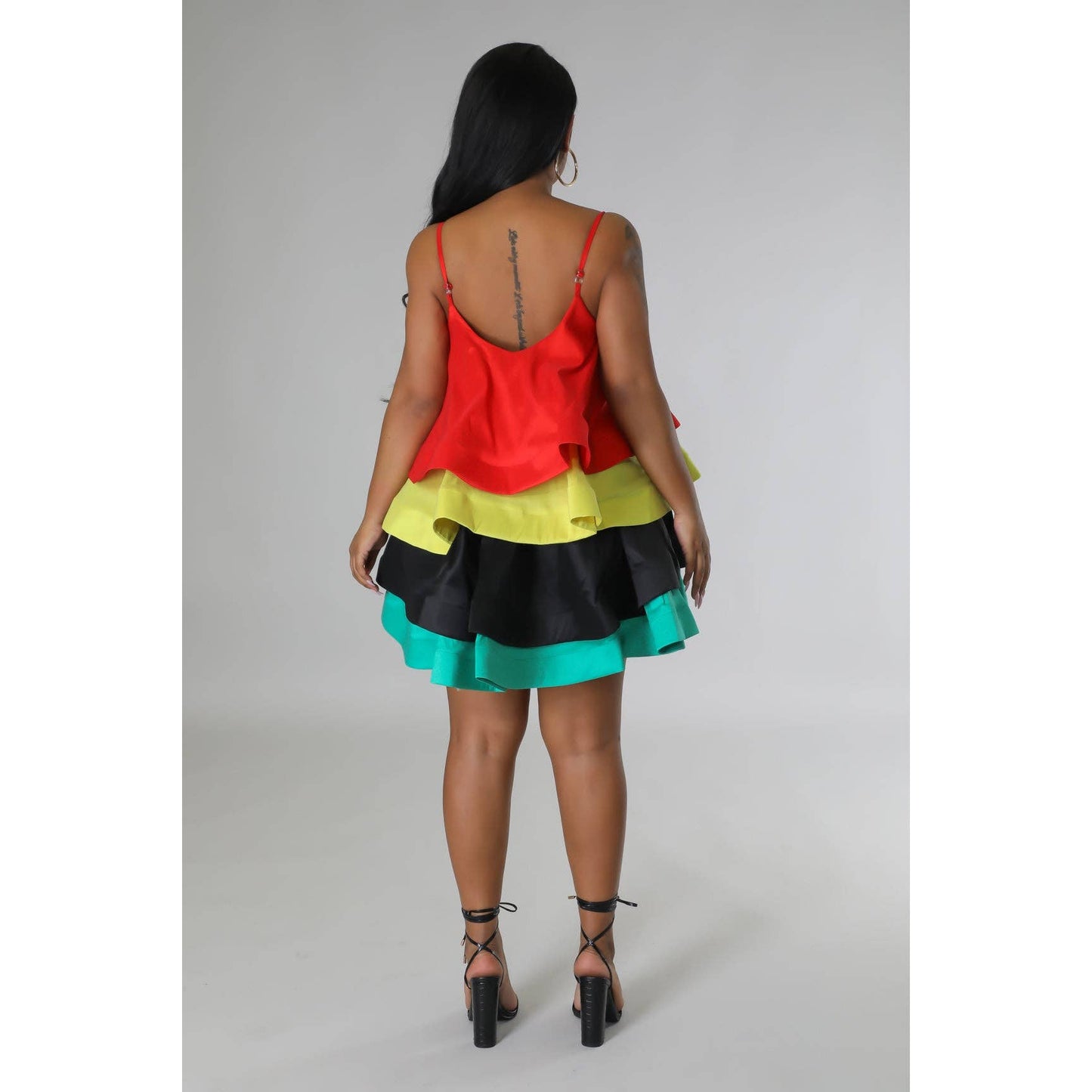 Spaghetti Straps Tiered Flare Mini Dress