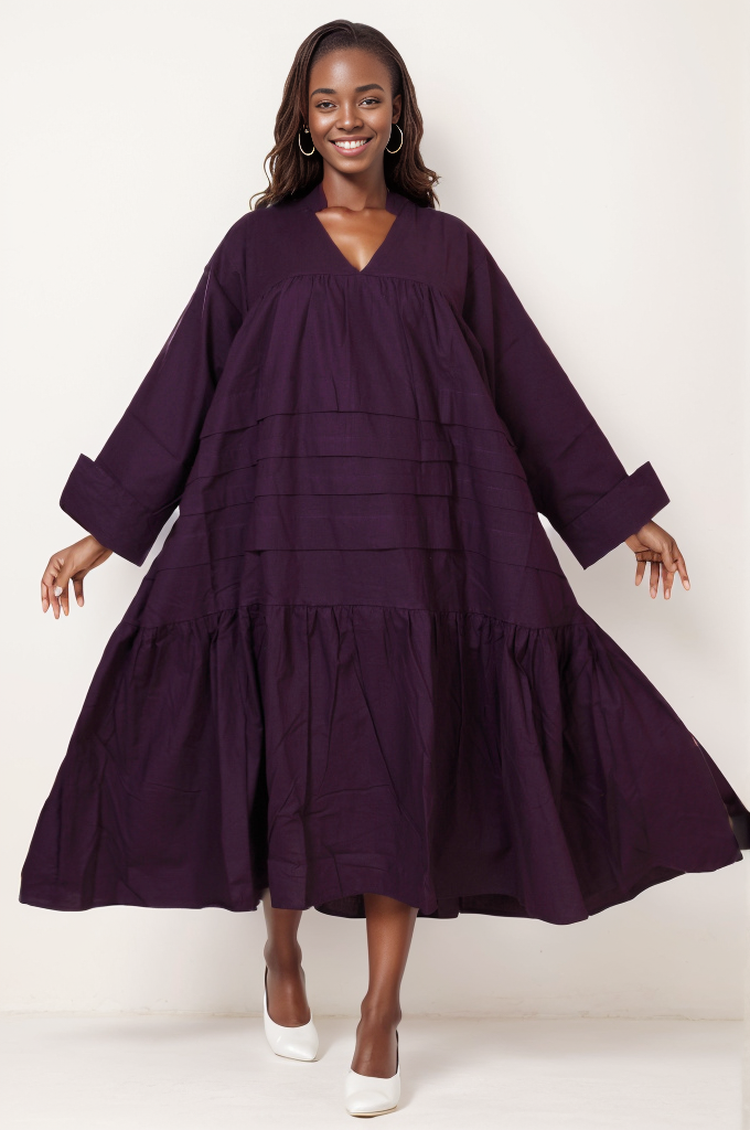 7580 Women's Solid Color Long Sleeves Tunic Dress - One Size