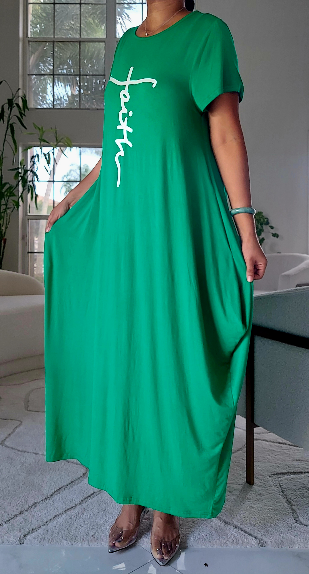 Long "Faith" Knitted Short Sleeve Dress