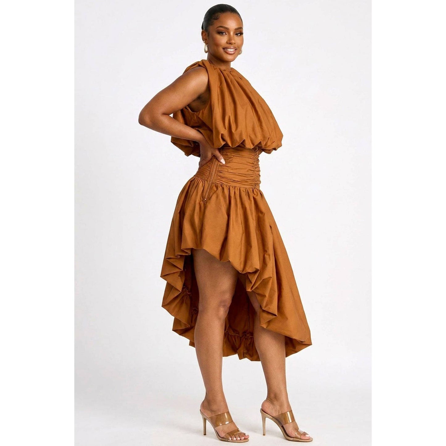 PLUS Cropped Bubble Top & High-Low Bubble Skirt Set