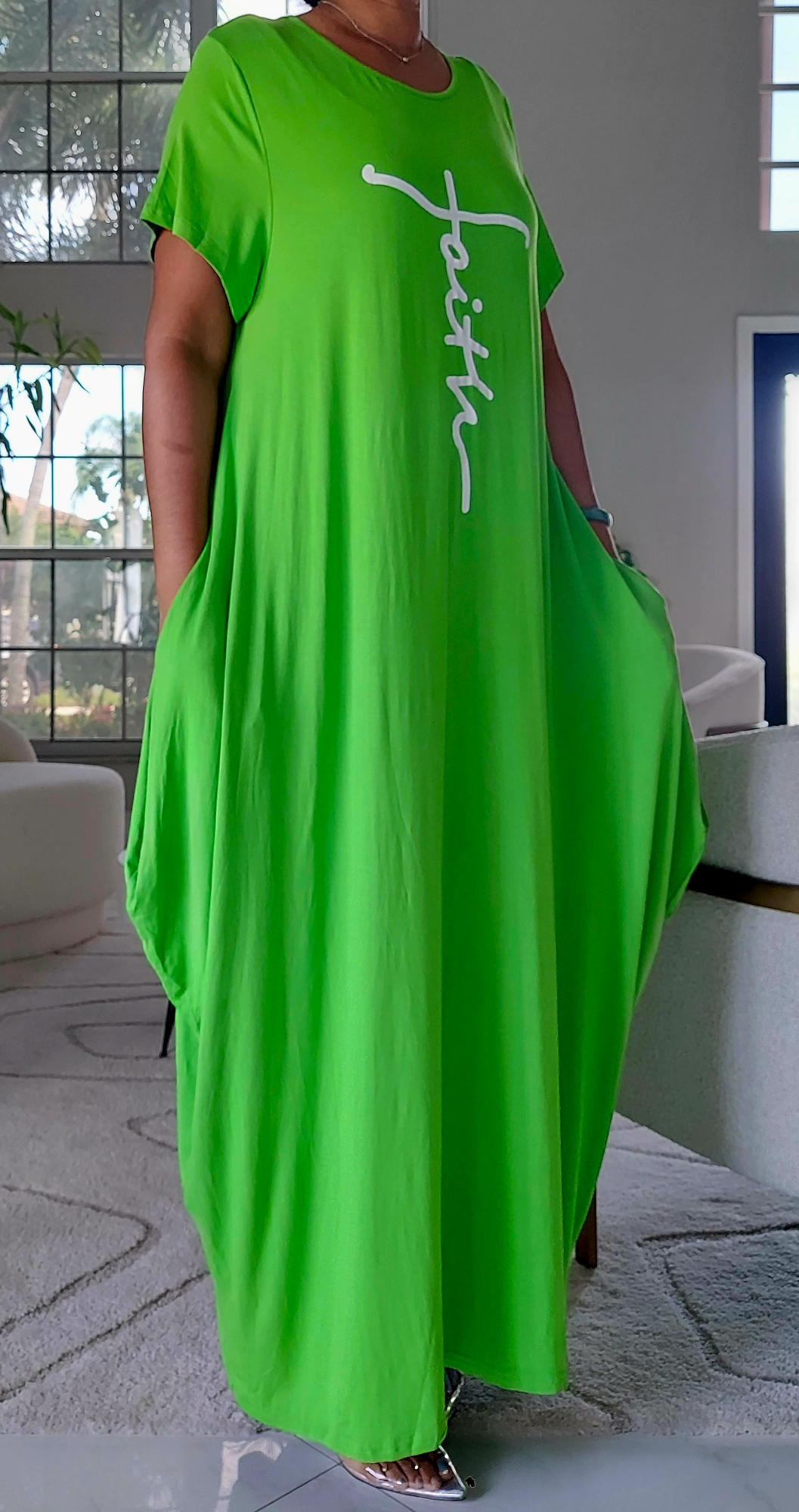 Long "Faith" Knitted Short Sleeve Dress