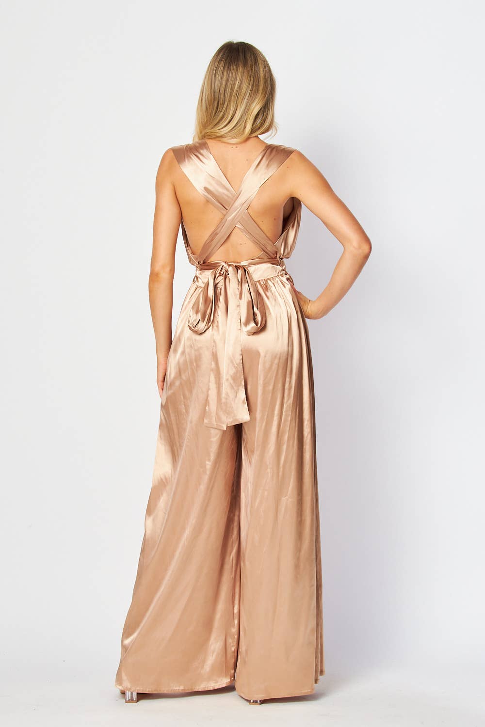 Satin Wide Leg Convertible Jumpsuit