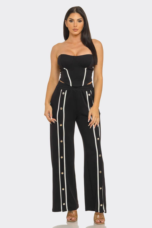 Stripe Tube Top And Pants Set