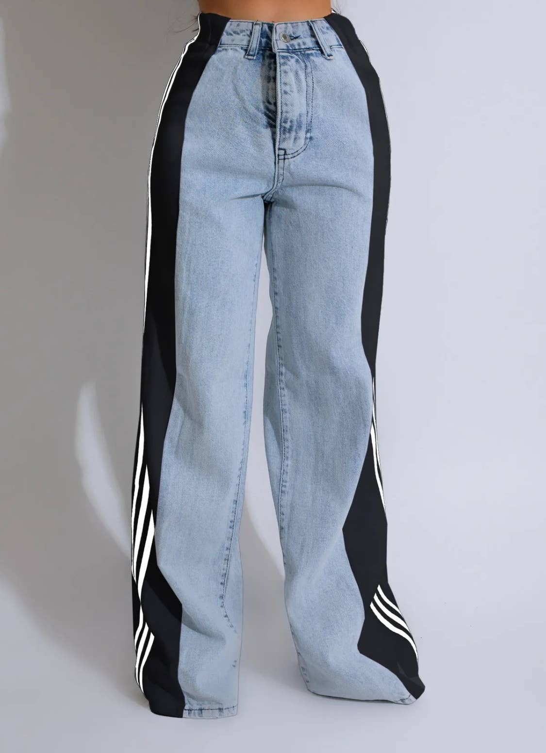 3 Stripe Wide Leg Jeans