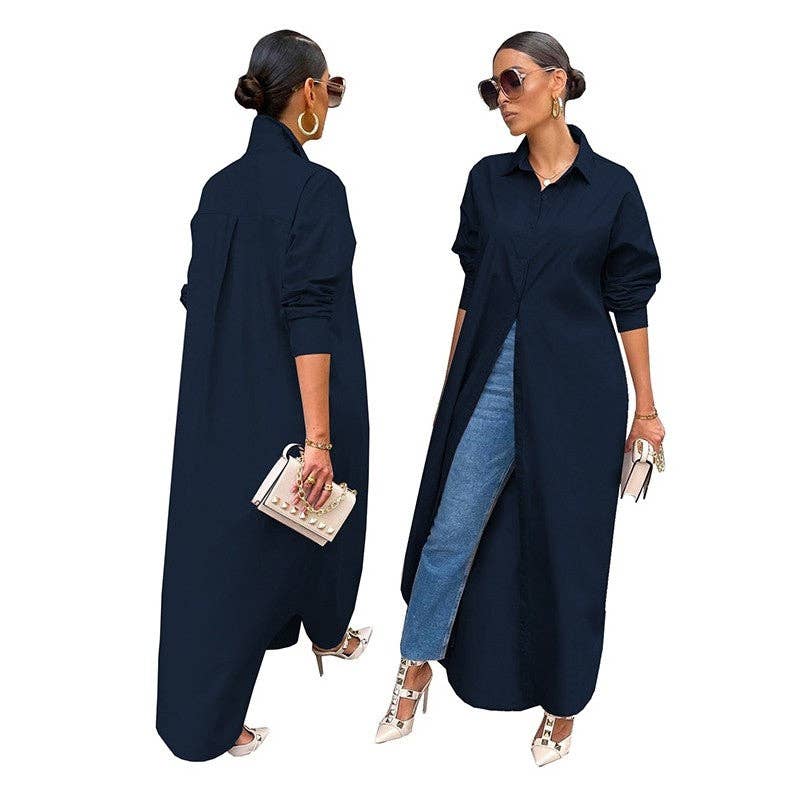 Casual Solid Color Long Coat