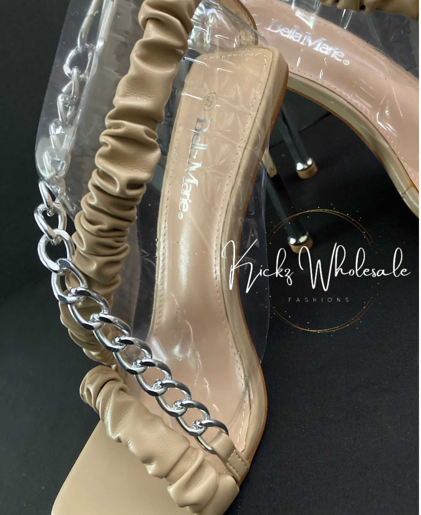 NUDE CHAIN HEELS