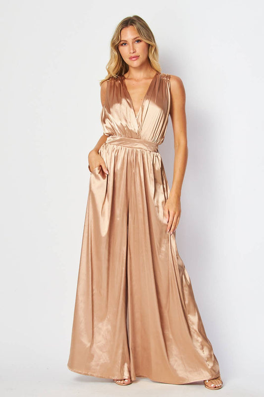 Satin Wide Leg Convertible Jumpsuit