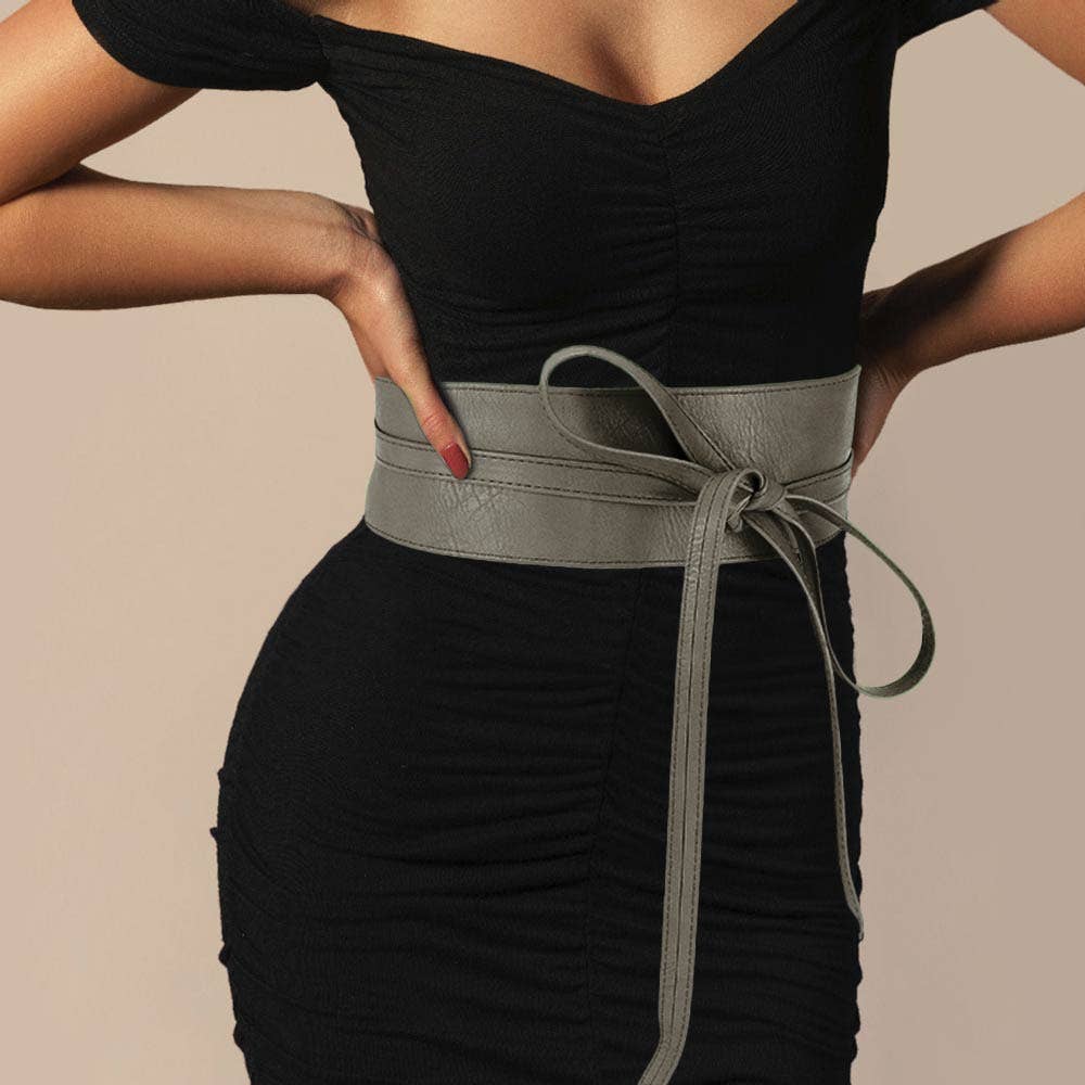 Wide Faux Leather Wrap Belt